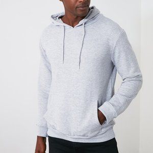 Nwt Men Gray Cotton Hooded Sweatshirt Medium